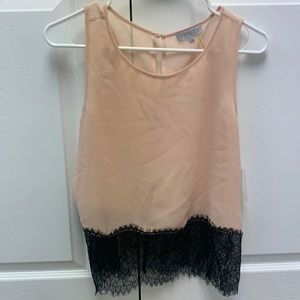 NWT 1.STATE Tank Top With Lace Medium - Rosewater